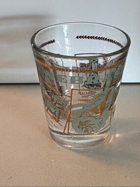 Vintage Nebraska State Highlights Shot Glass